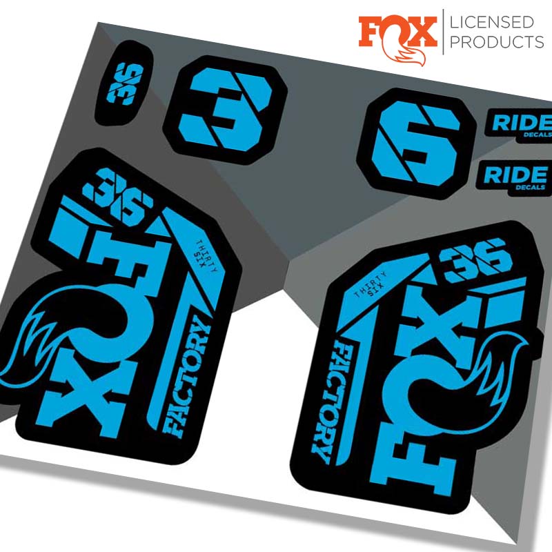 Fox 36 Factory fork stickers 2021, blue, Ride decals