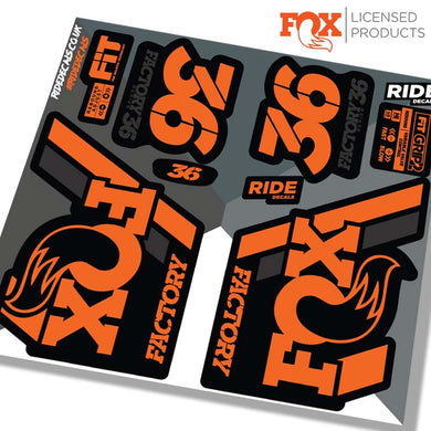 orange fox 36 fork decals made in the uk by Ride Decals