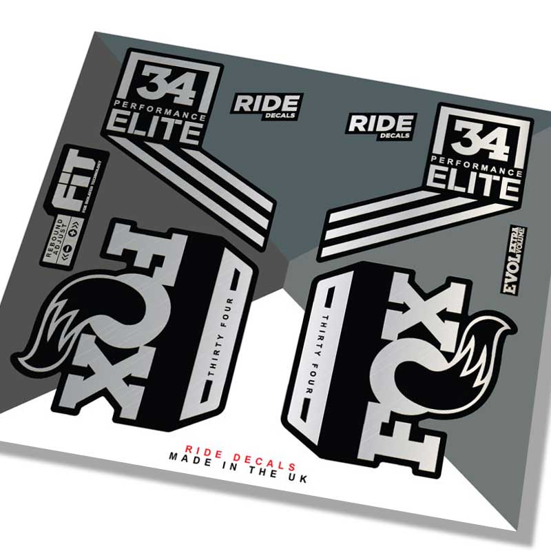 Fox 34 Performance Elite Decals- silver- Ride Decals