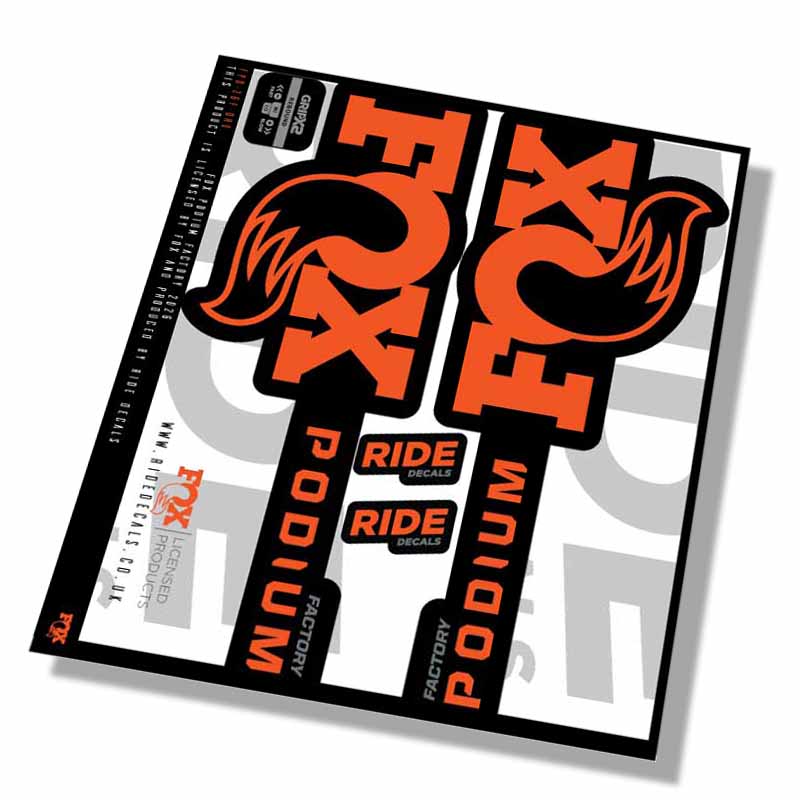 Fox Podium Factory Fork Decals- Orange- ride decals