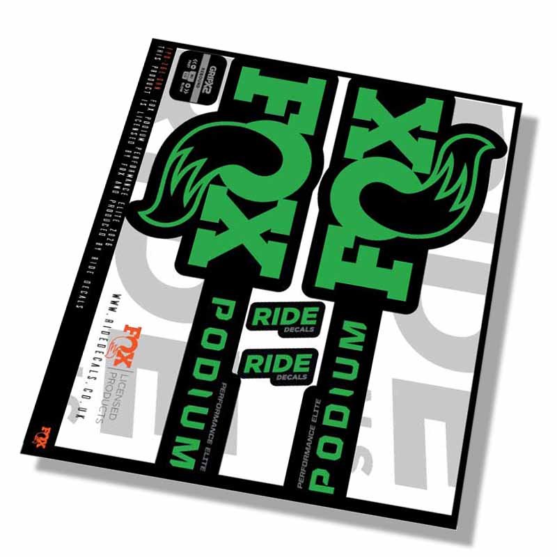 Fox Podium Performance Elite Fork Decals- Green- ride decals