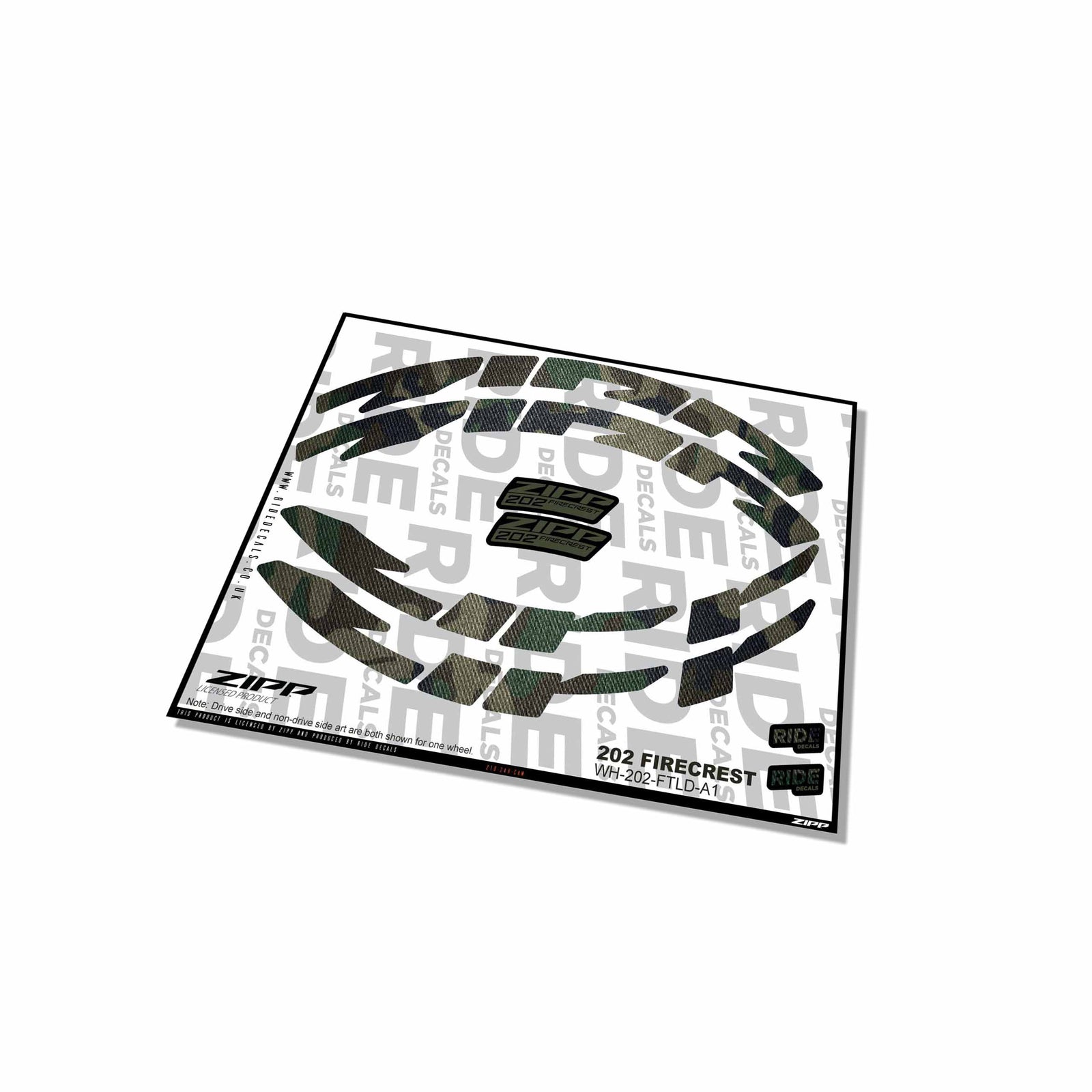 Zipp 202 Firecrest Rim Decals- Camo- ride decals