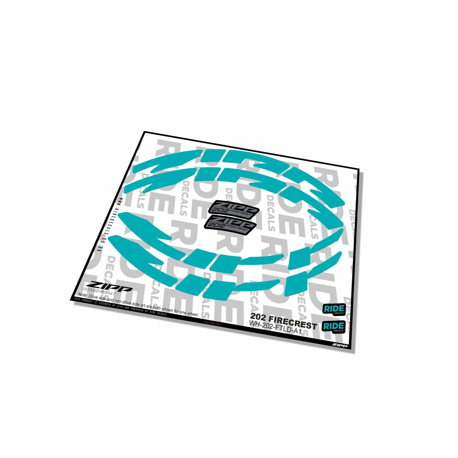 Zipp 202 Firecrest Rim Decals- Teal- ride decals