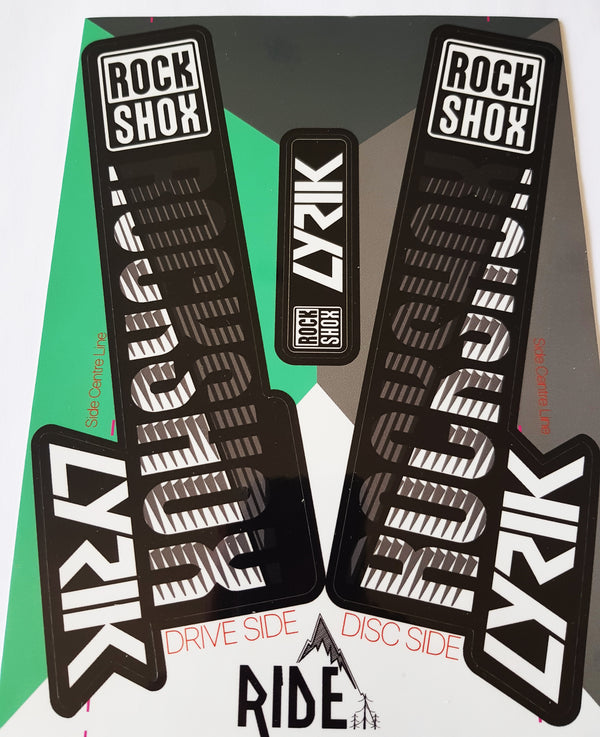 RockShox Lyrik Fork Stickers/Decals | Black/White | - Ride Decals