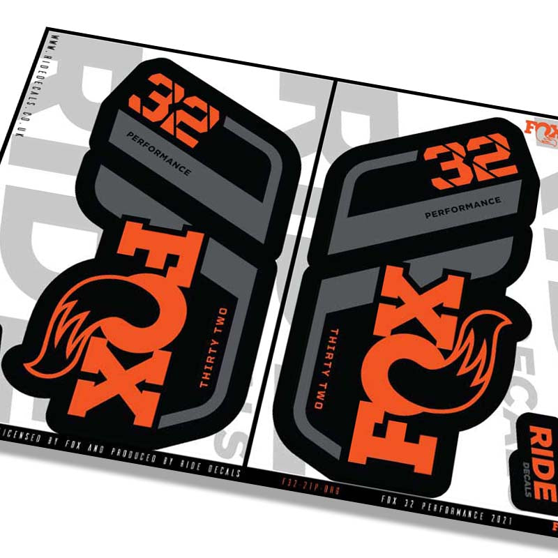 Fox 32 performance fork decals- orange- ride decals