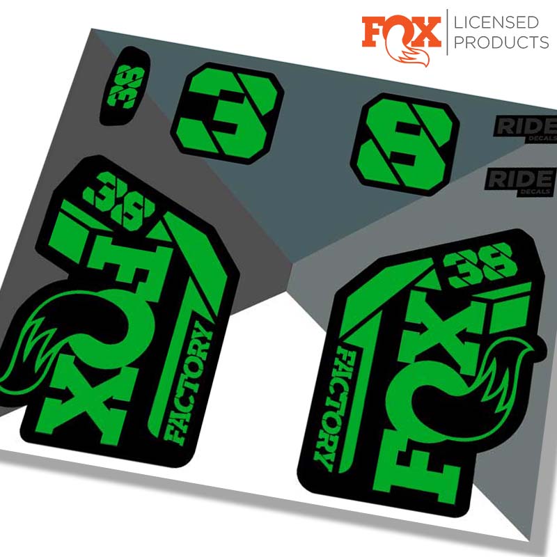 Fox 38 Factory Fork stickers 2021 -GREEN / Ride Decals