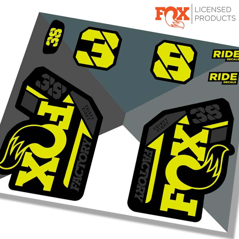 Fox 38 Factory Fork stickers 2021 -YELLOW / Ride Decals