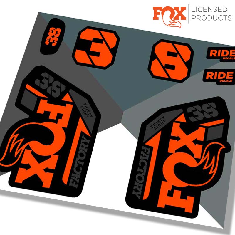 Fox 38 Factory Fork stickers 2021 -ORANGE / Ride Decals