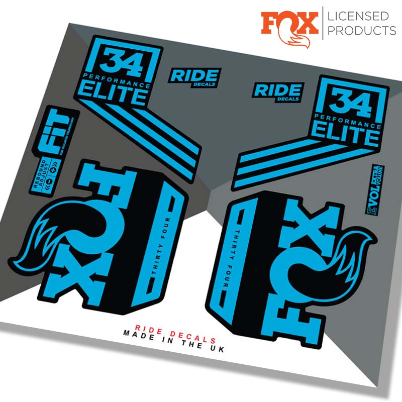 Fox 34 performance elite stickers,  blue - Ride Decals
