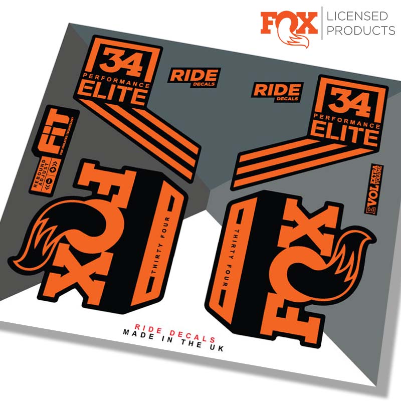 Fox 34 performance elite stickers,  orange - Ride Decals