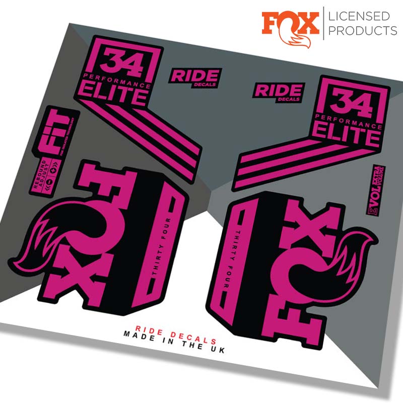 Fox 34 performance elite stickers,  pink - Ride Decals