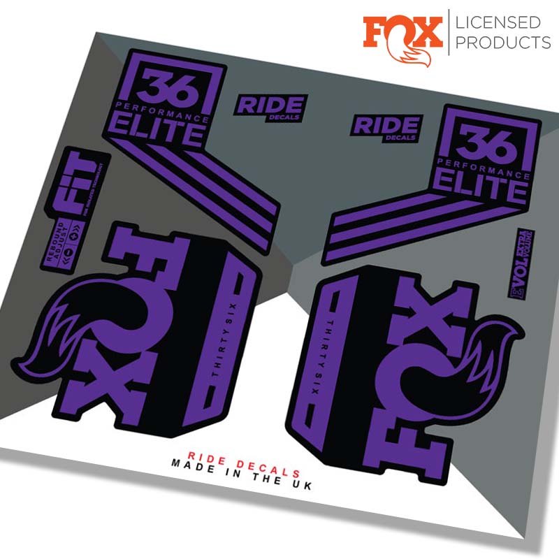 Fox 36 Performance Elite fork decals/Stickers in Purple - Ride Decals