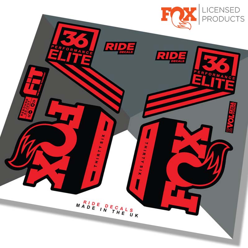 Fox 36 Performance Elite fork decals/Stickers in Red - Ride Decals