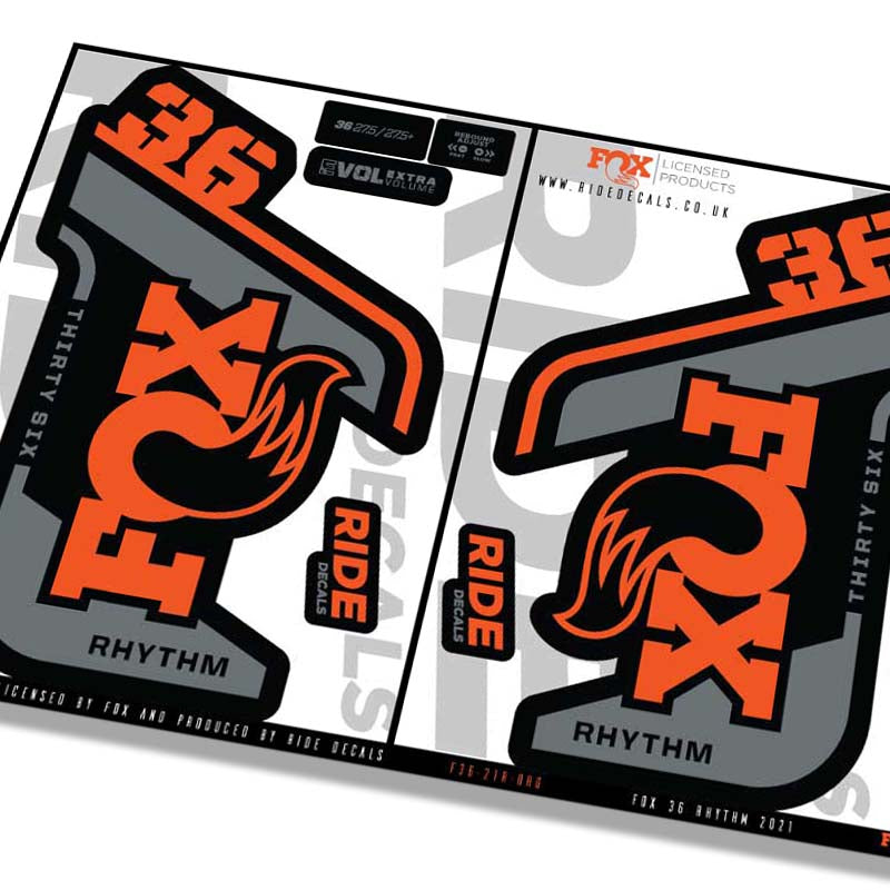 Fox 36 Rhythm fork Stickers- orange- ride decals