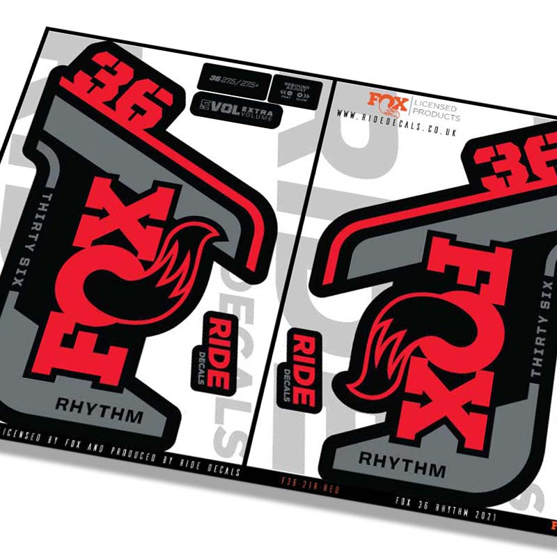 Fox 36 Rhythm fork Stickers- red- ride decals