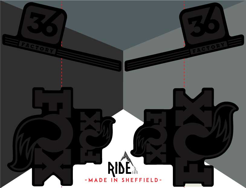 Fox 36 black/stealth Decals Stickers by Ride Decals UK