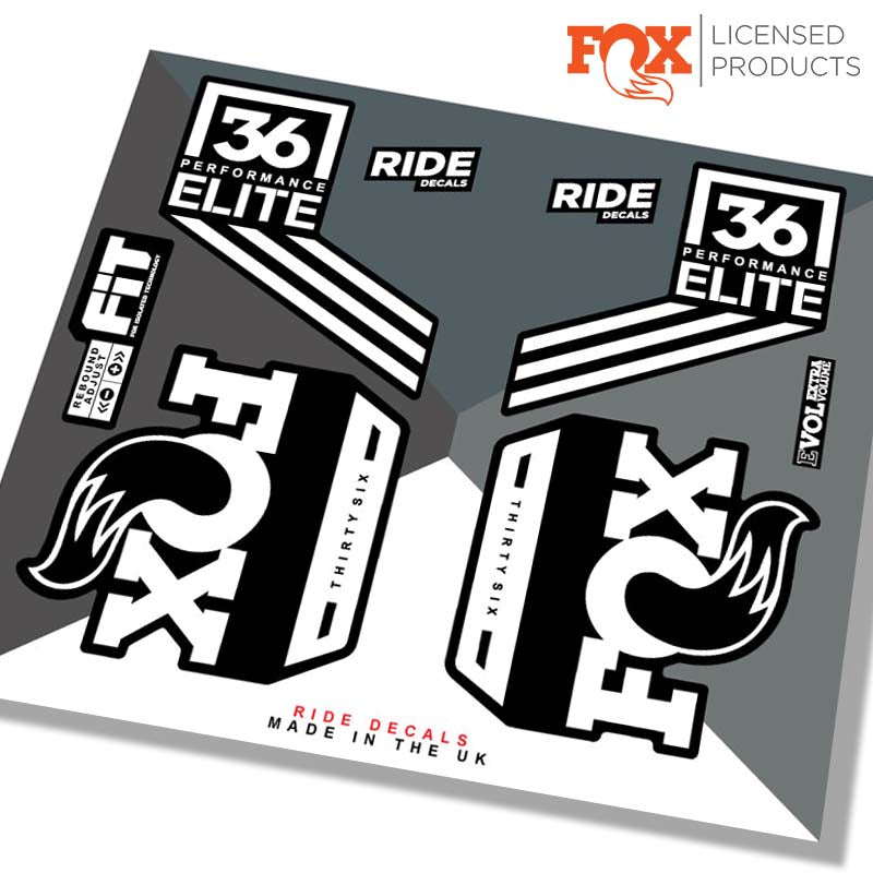 Fox 36 Performance Elite fork decals/Sticker in White - Ride Decals