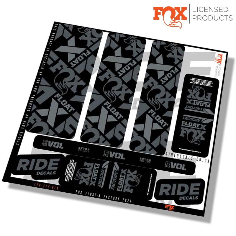 Fox Float-X Factory shock Stickers- black- ride decals