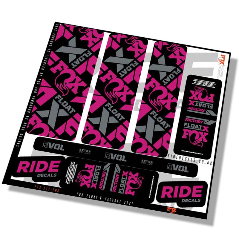 Fox Float-X Factory shock Stickers- pink- ride decals