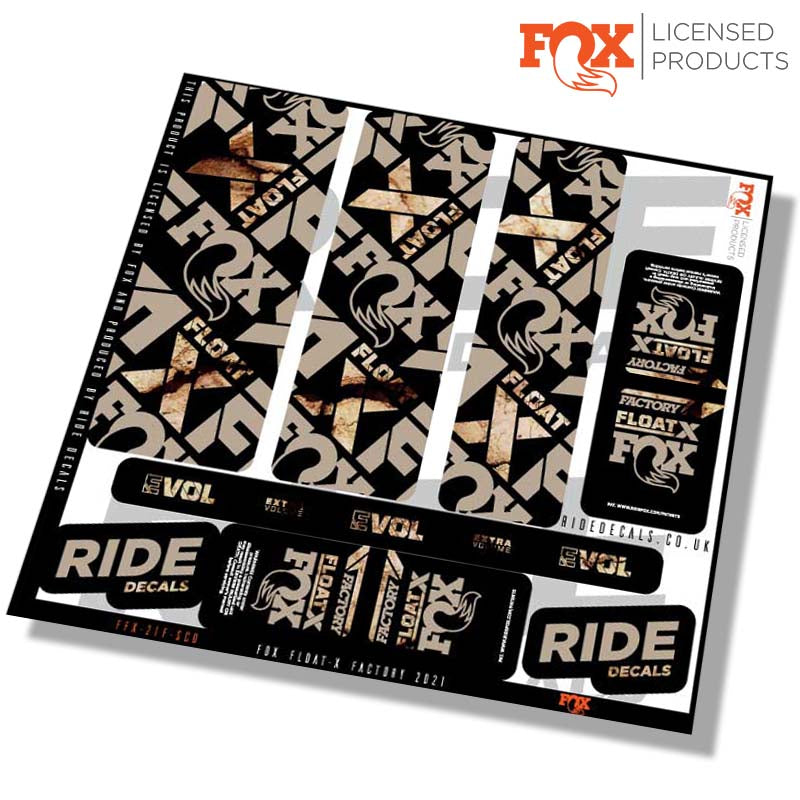 Fox Float-X Factory shock decals- scorched earth- ride decals