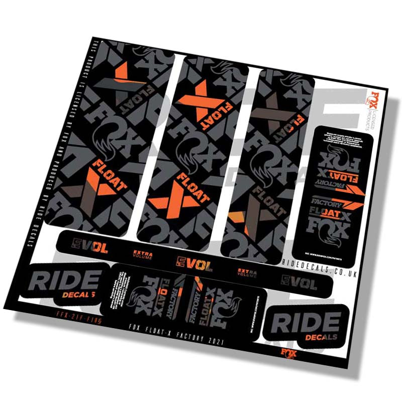 Fox Float-X Factory shock Stickers- Fire Camo- ride decals