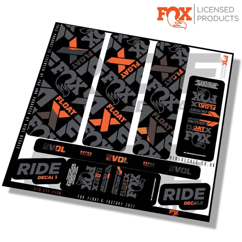 Fox Float-X Factory shock decals- Fire Camo- ride decals