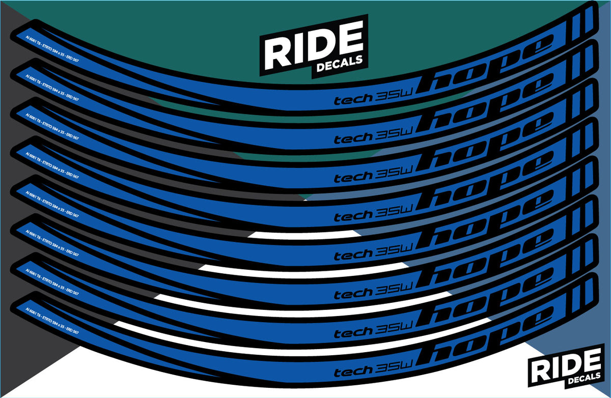 Hope Tech 35W 27.5 Rim Decal/Sticker Set - Blue