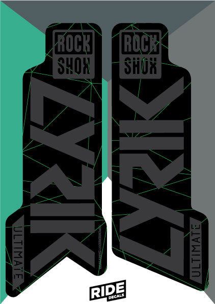 Lyrik ultimate fork decals grey fractal print - ride decals