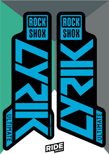 RockShox Lyrik Fork Stickers Decals Black White Ride Decals
