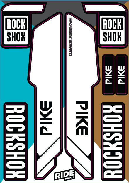 RockShox Pike 2015 Black/White Replica Decals.