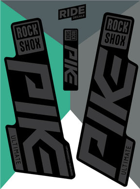Rockshox pike ultimate decals sticker sets - black - ride decals