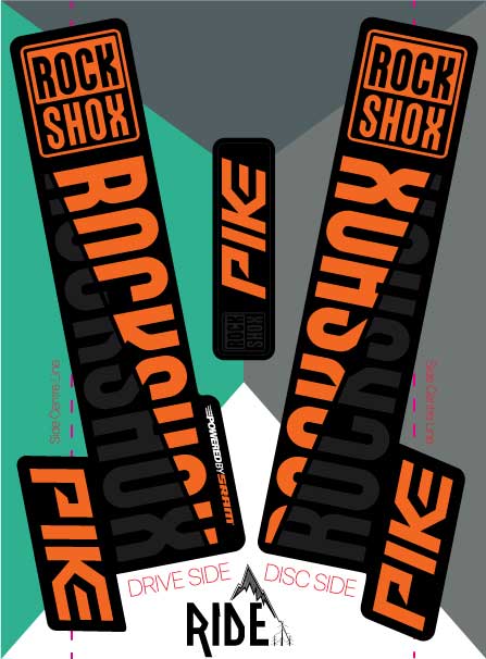RockShox 2018 Pikes Sticker - Orange&amp;Black - Ride Decals