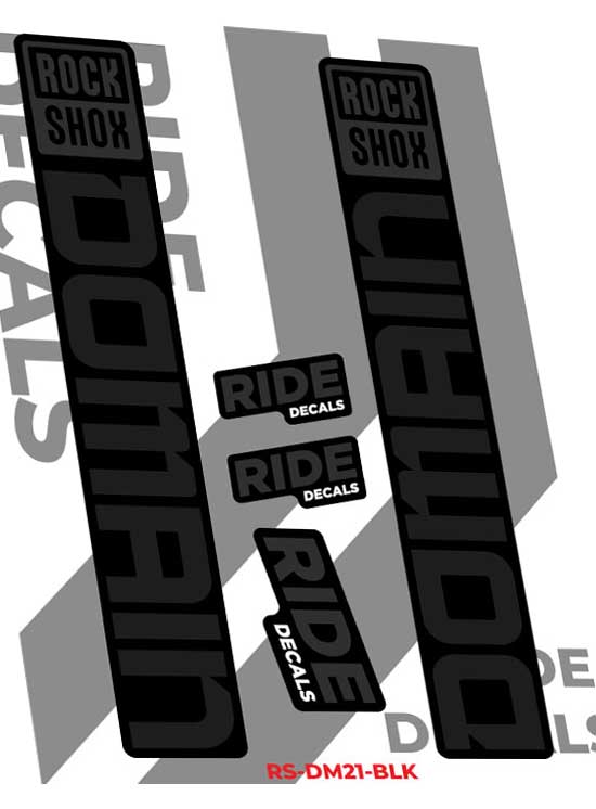RockShox Domain Decals Stickers 2023 - Black/Grey By Ride Decals