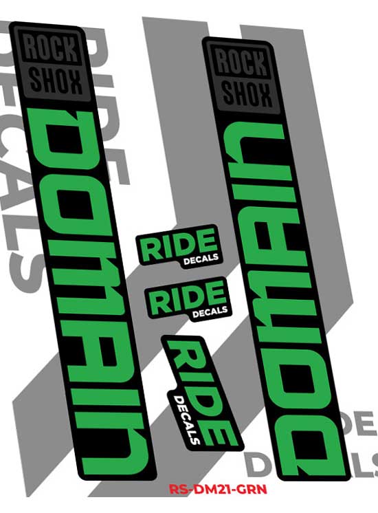 RockShox Domain Stickers Decals 2023 - Green by Ride Decals