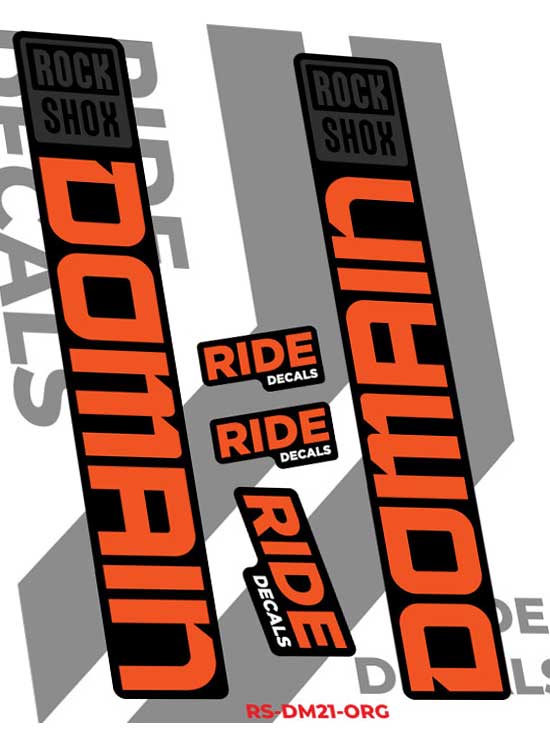 RockShox Domain Stickers Decals 2023 - Orange by Ride Decals