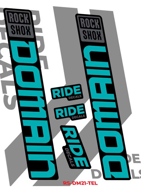 RockShox Domain Stickers Decals 2023 - Teal by Ride Decals