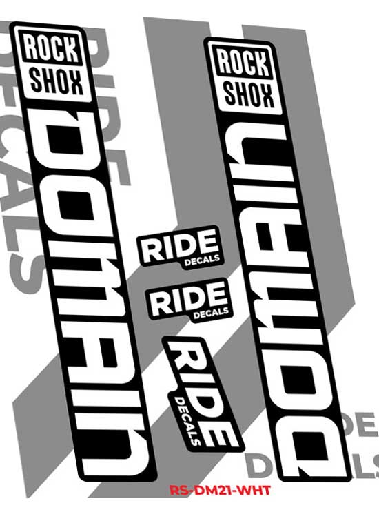 RockShox Domain Stickers Decals 2023 - White by Ride Decals