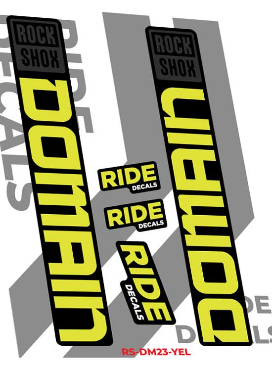 RockShox Domain Stickers Decals 2023 - Yellow by Ride Decals