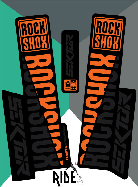 RockShox Sektor Fork Decals 2018, Orange and Black- Ride Decals