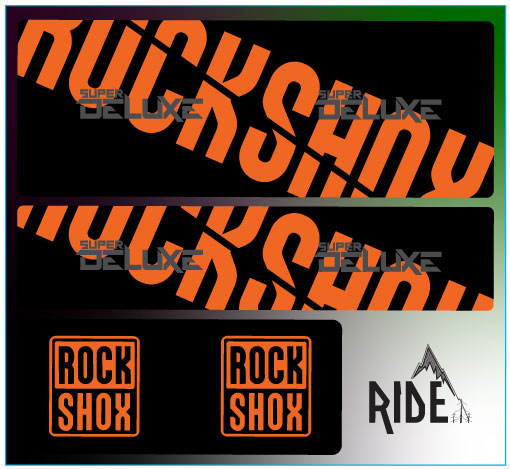 Rock Shox Super Deluxe Decals in Orange - Ride Decals