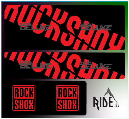 Rock Shox Super Deluxe Decals in Red - Ride Decals