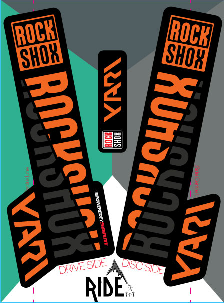 rockshox yari 2018 stickers orange, decal kit