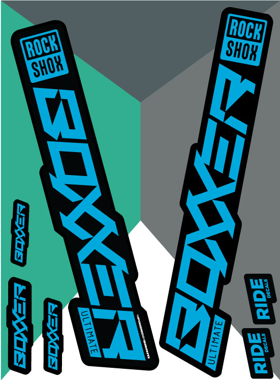 RockShox Boxxer Fork Stickers/Decals Blue Ride Decals