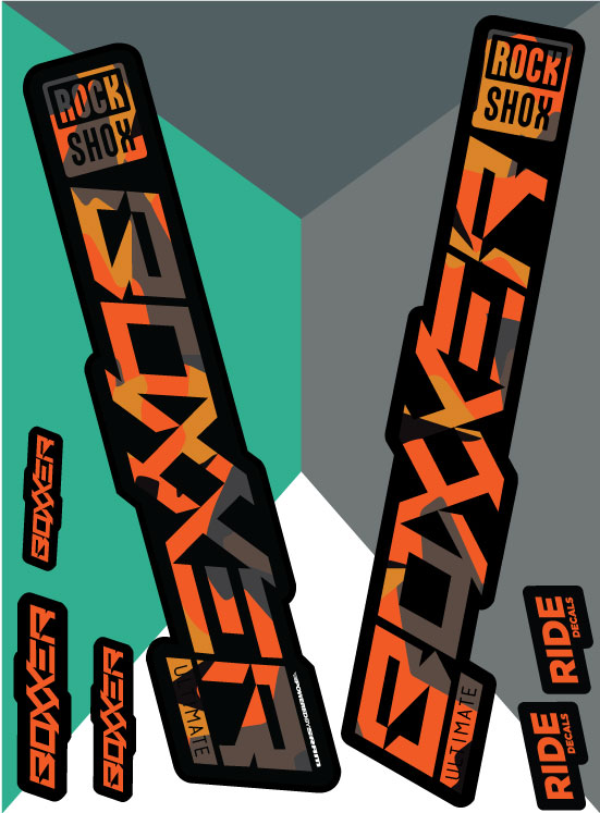 RockShox Boxxer Ultimate Decals - Ride Decals - Fire Camo