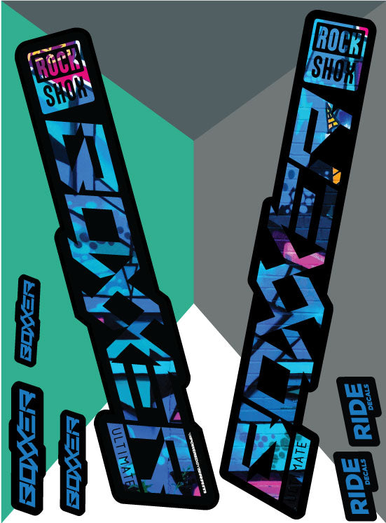 RockShox BOXXER Ultimate Fork Decal Sticker Kit - Glossy White Replacement Graphics - View #4