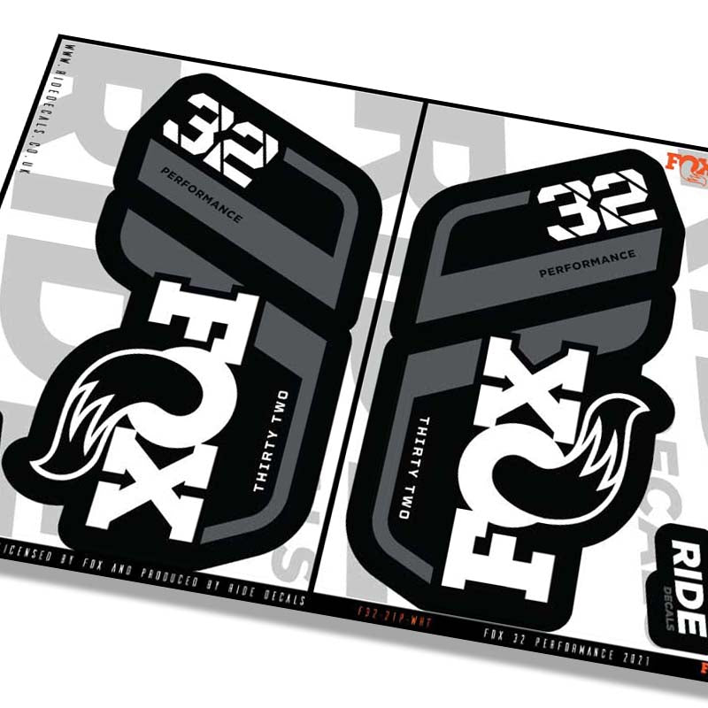 Fox 32 Performance 2021 Fork Decals - White- Licensed by Fox