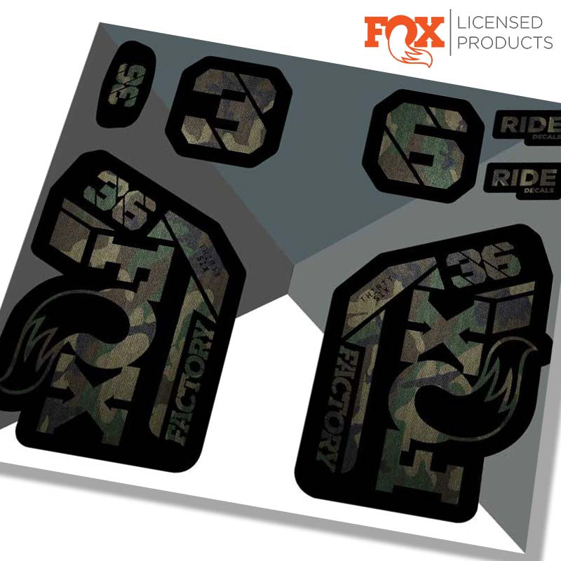 fox 36 factory fork stickers 2021, camo, Made by Ride Decals