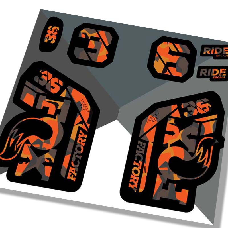 Fox 36 Factory 2021 Fork Decals - Fire Camo - Licensed By Fox