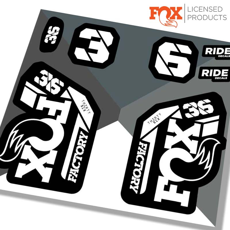 white fox 36 2021 fork decals Made in the UK by Ride Decals