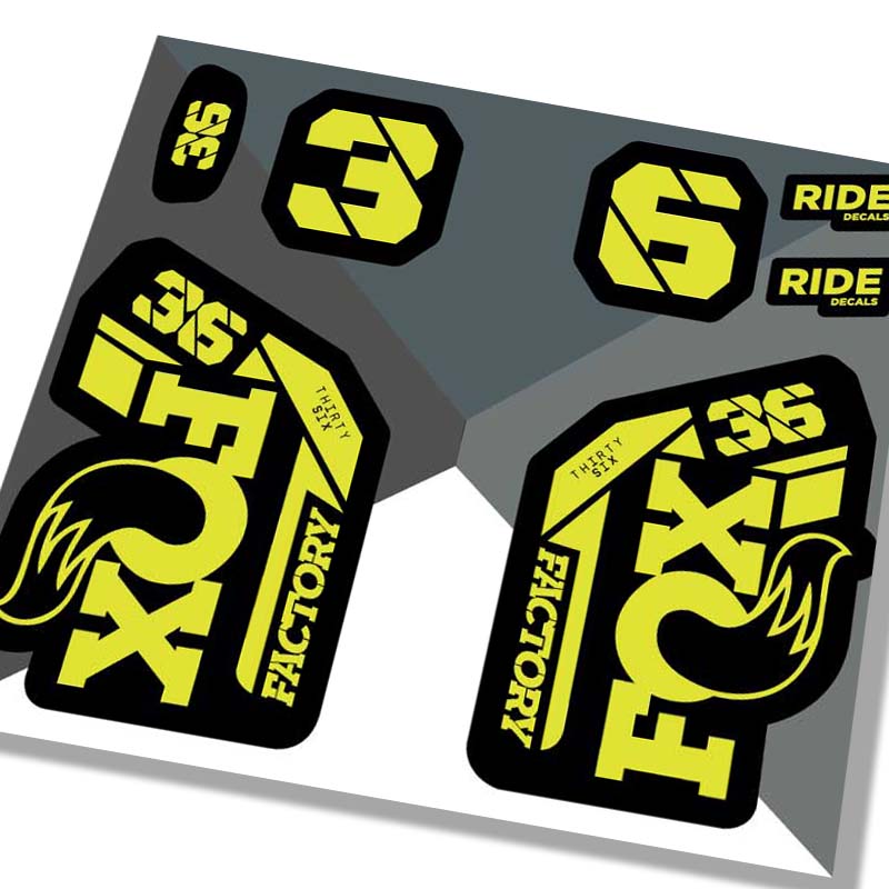 Fox 36 Factory 2021 Fork Decals - Yellow - Licensed By Fox